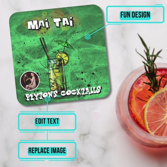 Mai Tai Cocktail Party Rechteckiger Pappuntersetzer (Please enjoy our design and see the others in the collection.)