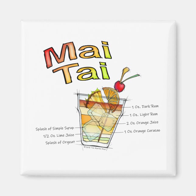 MAI TAI COCKTAIL RECIPART MAGNET (Vorne)