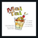 MAI TAI COCKTAIL RECIPE ART POSTERS & DRUCKER POSTER<br><div class="desc">Eine farbenfrohe Abbildung des berühmten Tiki-Cocktails mit Doppelrum, dem Mai Tai. Der zeichn zeigt ein (altmodisches), eisgefülltes Gestein und jede Zutat wird nach dem Cocktail-Rezepturverhältnis portioniert. Das Cocktailrendering umfasst die Gärten einer Maraschino-Kirsche, eine orangefarbene Scheibe und einen Ananas-Keil. Mai Tai, oben kurvenreich, die Zutaten der Rezepte sind neben dem Cocktail...</div>