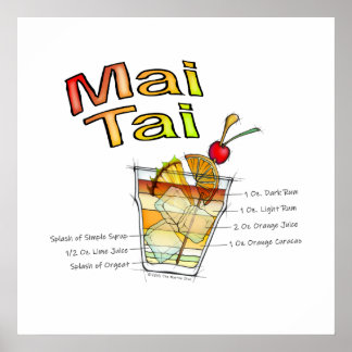 MAI TAI COCKTAIL RECIPE ART POSTERS & DRUCKER POSTER