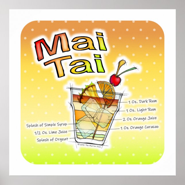MAI TAI COCKTAIL RECIPE ART POSTERS & DRUCKER POSTER (Vorne)