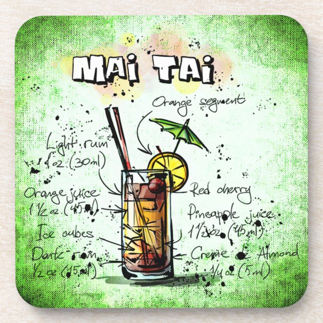 Mai Tai Drink Recipe Getränkeuntersetzer (Vorderseite)