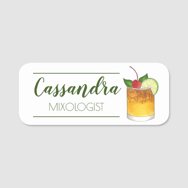 Mai Tai Hawaii Matai Hawaiian Tiki Bar Cocktail Namensschild (Vorderseite)