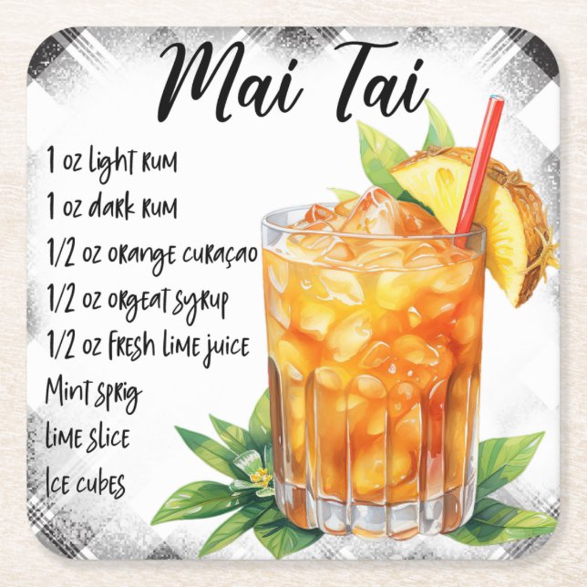 Mai Tai Rechteckiger Pappuntersetzer (Vorderseite)