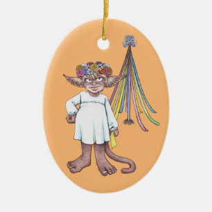 Maibaum-Affen-Gnom-Keramik-Ornament Keramik Ornament