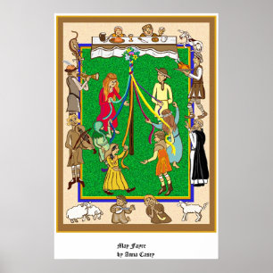 Maibaum, Mittelalterliches Fest Poster