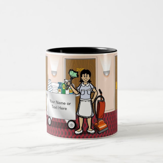 Maid - Female Cartoon by PrintedPerfection.com Zweifarbige Tasse (Mittel)
