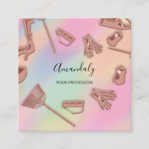 Maid House Clearing Office Services Logo Ombre Quadratische Visitenkarte