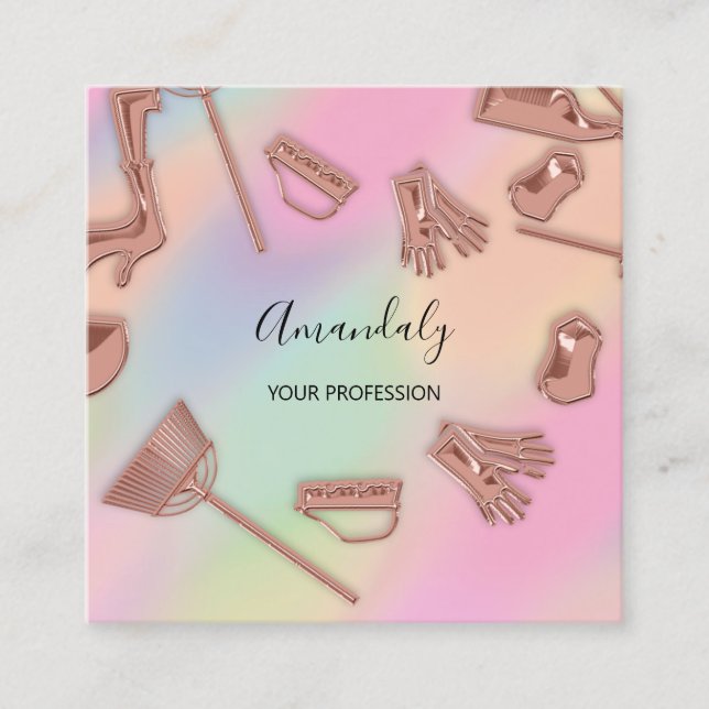 Maid House Clearing Office Services Logo Ombre Quadratische Visitenkarte (Vorderseite)