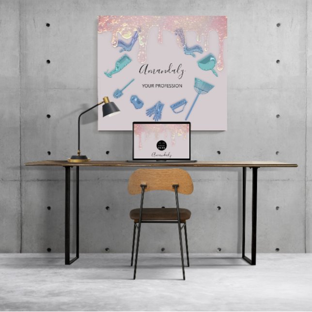 Maid House Clearing Services Logo Ombre Blue Quadratische Visitenkarte (Maid House Cleaning Services Logo Ombre Blue Square Business Card)