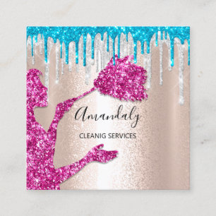 Maid House Clearing Services Logo Silver Tropfen R Quadratische Visitenkarte
