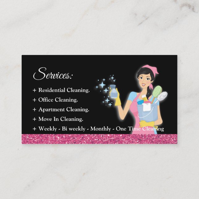 Maid Janitorial Cleaning Service Business Cards Visitenkarte (Rückseite)