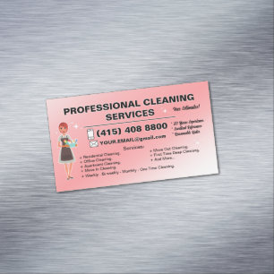 Maid Janitorial Lady Business Card Haus Reinigung Magnetische Visitenkarte