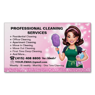 Maid Janitorial Lady Business Card Haus Reinigung Magnetische Visitenkarte