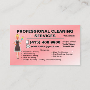 Maid Janitorial Lady Business Card Haus Reinigung Visitenkarte