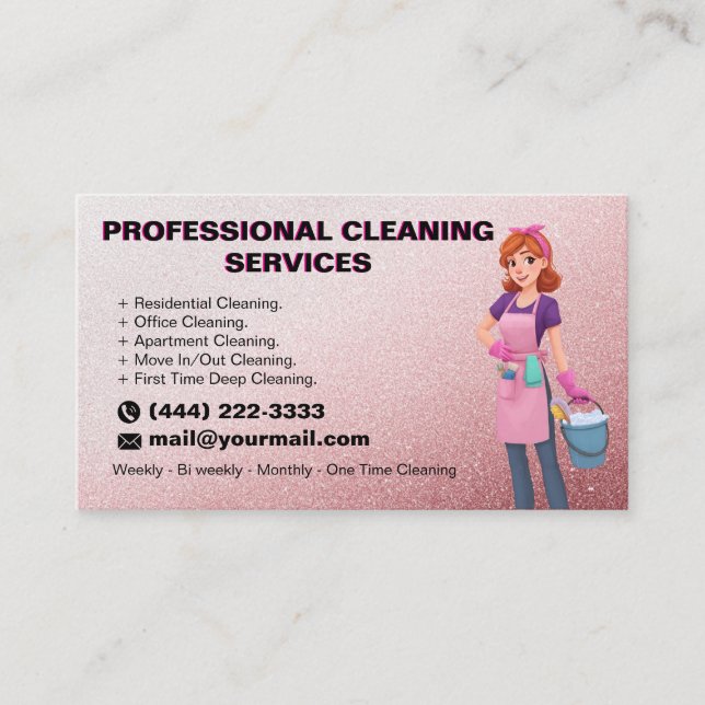  Maid Janitorial Lady House Cleaning Business Card Visitenkarte (Vorderseite)