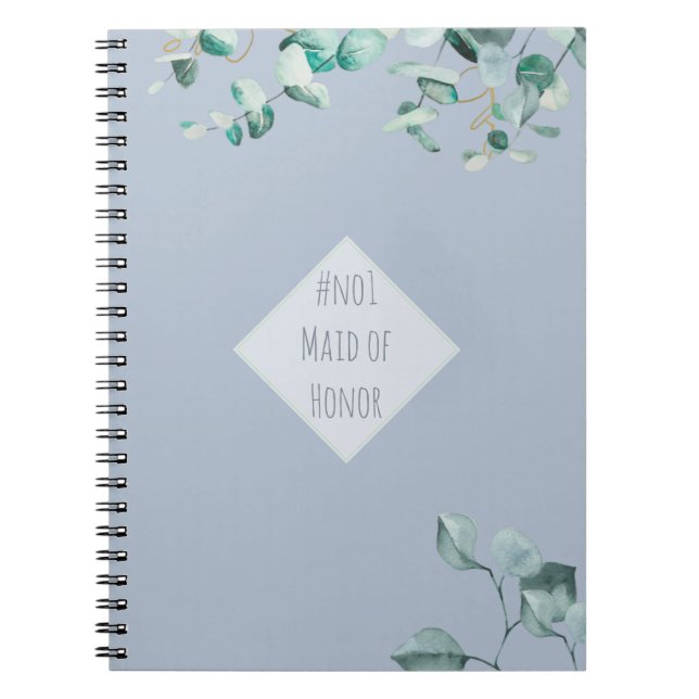 Maid of Honor Dusty Blue Eucalyptus Personalized Notizblock (Vorderseite)