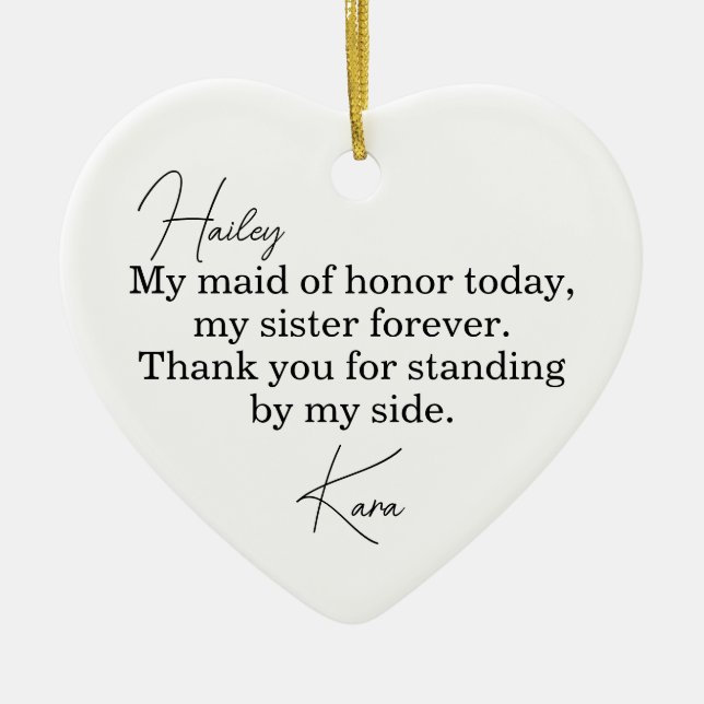 Maid of Honor Gift - Personalized Wedding Ornament (Vorne)