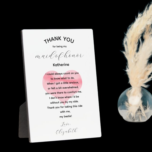 Maid of Honor Thank You Plaque Poem Fotoplatte (Von Creator hochgeladen)