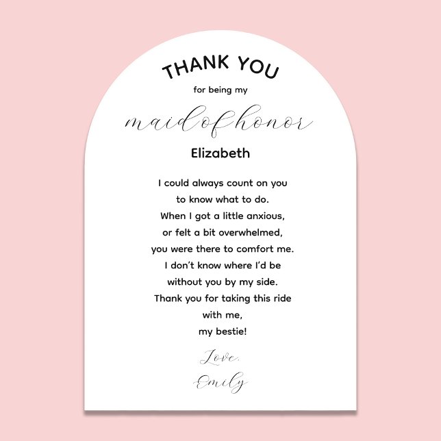 Maid of Honor Thank You Poem from Bride Acryleinladungen (Von Creator hochgeladen)