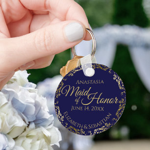 Maid of Honor Wedding Gift Navy Blue and Gold Schlüsselanhänger