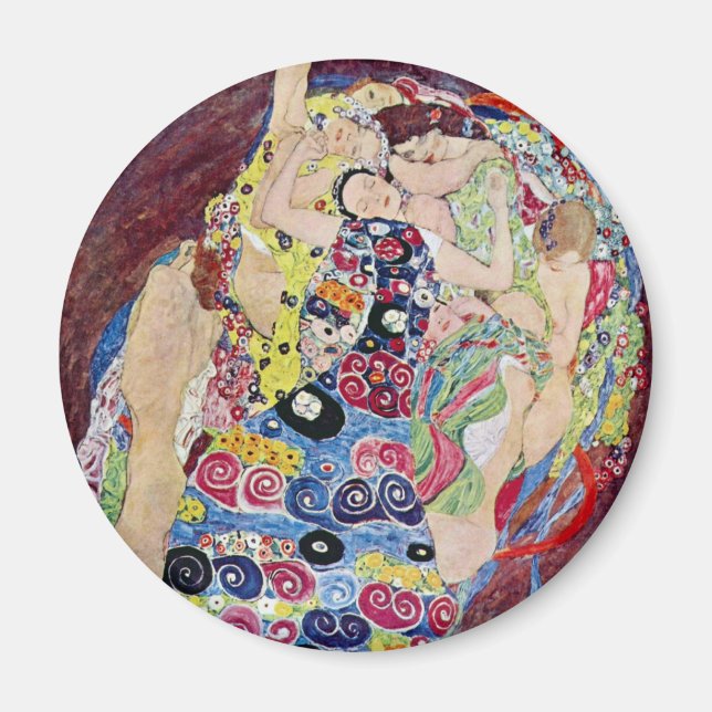Maiden (Jungfrau), Gustav Klimt, Vintag Jugendstil Magnet (Vorne)