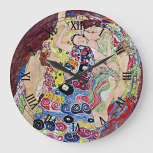 Maiden (Jungfrau), Gustav Klimt, Vintager Jugendst Große Wanduhr