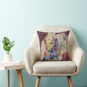 Maiden (Jungfrau), Gustav Klimt, Vintager Jugendst Kissen