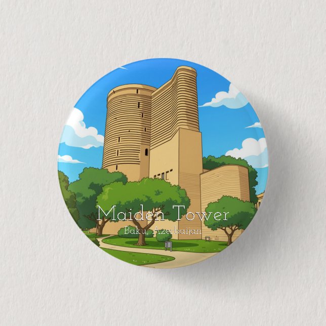 Maiden Tower, Baku Aserbaidschan Button (Vorderseite)