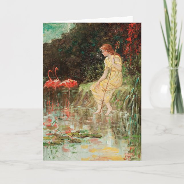 Maiden with Flamingos | Frederick Stuart Church Karte (Vorderseite)