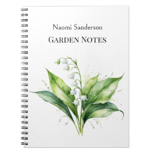 Maiglöckchen-Aquarell-Pflanzen-Gartenliebhabers Notizblock