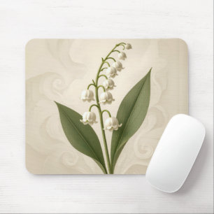 Maiglöckchen auf neutralem abstraktem Design Mousepad