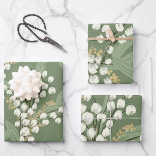 Maiglöckchen-Blumen Geschenkpapier Set
