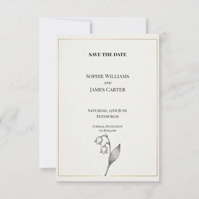 Maiglöckchen Botanische Hochzeit Save the Date (Vorderseite)