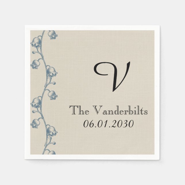 Maiglöckchen-Monogramm-Hochzeit Serviette (Vorderseite)