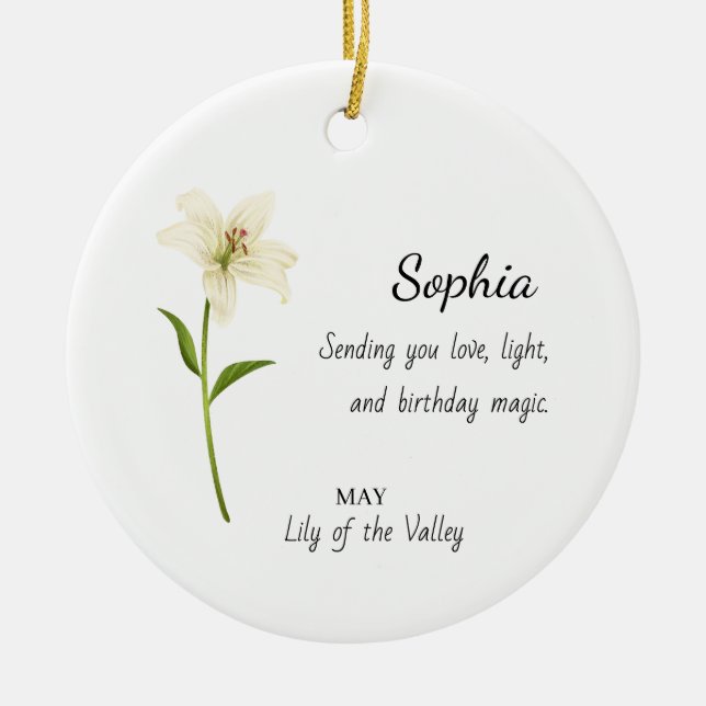 Maiglöckchen Personalisierter Geburtstag Keramik Ornament (Vorne)