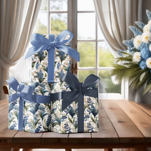 Maiglöckchen- und Weißdorn-Blumenmuster Geschenkpapier Set