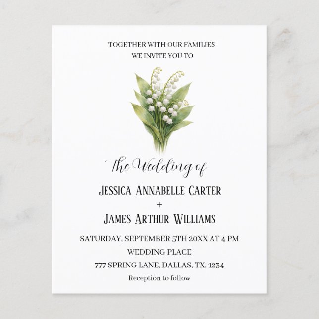 Maiglöckchen Weiße Aquarell Blumen Hochzeit (Vorderseite)