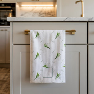 Maiglöckchen Weiße Blumen Monogramm Geschirrtuch