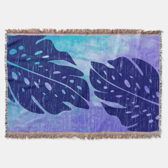 Maikai Hawaiian Monstera Leaf Krawatte-Dye Blend Decke (Vorderseite)