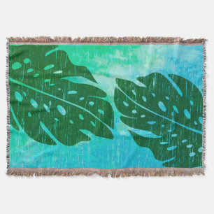 Maikai Hawaiian Monstera Leaf Krawatte-Dye Blend Decke