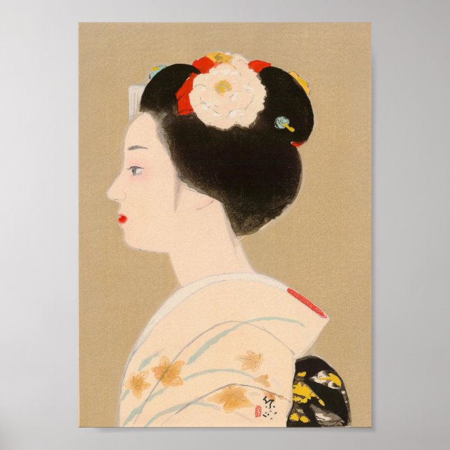 Maiko Japanisches Mädchen in Kimono Lady geisha Poster (Vorne)