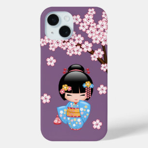 Maiko Kokeshi Doll - Blue Kimono Geisha Girl Case-Mate iPhone Hülle