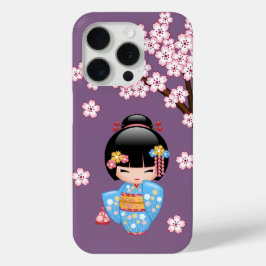 Maiko Kokeshi Doll - Blue Kimono Geisha Girl Case-Mate iPhone Hülle