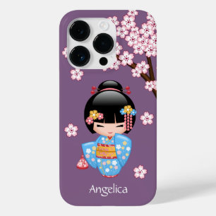 Maiko Kokeshi Doll - Blue Kimono Geisha Girl Case-Mate iPhone Hülle
