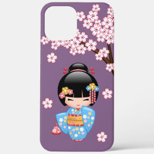 Maiko Kokeshi Doll - Blue Kimono Geisha Girl Case-Mate iPhone Hülle