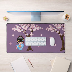 Maiko Kokeshi Doll - Blue Kimono Geisha Girl Schreibtischunterlage