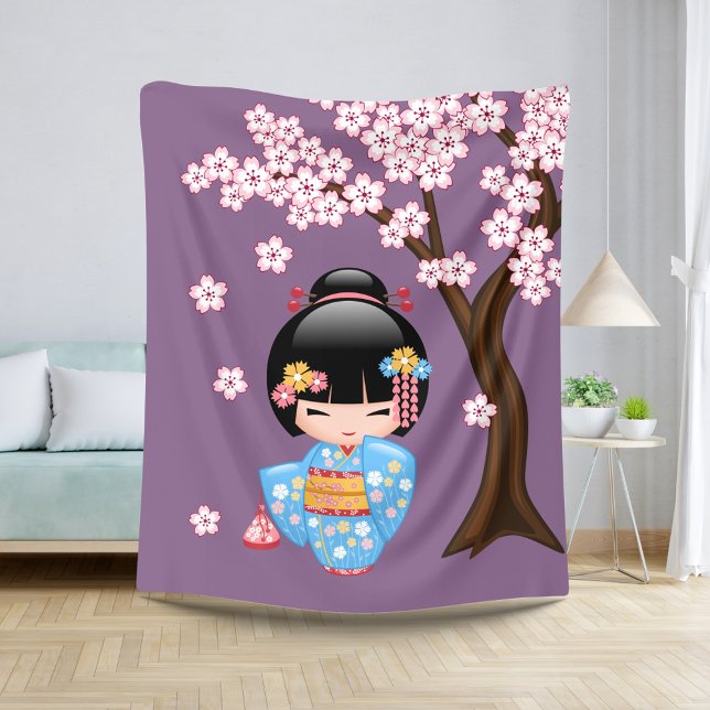 Maiko Kokeshi Doll - Blue Kimono Geisha Girl Sherpadecke (Von Creator hochgeladen)