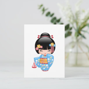 Maiko Kokeshi Doll - Niedlich Geisha Girl Postkarte