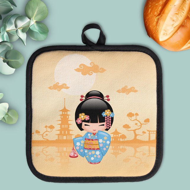 Maiko Kokeshi Doll Niedlich Geisha Girl Yellow Topflappen (Von Creator hochgeladen)